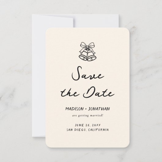 Invitation Main Tirée Mariage Quirky Enregistrer La Date Phot (Devant)