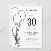 Invitation Main Tirée N'Importe Quel Âge Ballons Anniversaire (Devant)