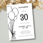 Invitation Main Tirée N'Importe Quel Âge Ballons Anniversaire