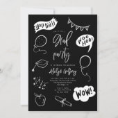 Invitation Main tirée Quirky Black Graduation Party (Devant)