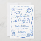 Invitation Main Tirée Quirky Whimsy Doodles Graduation Party (Devant)