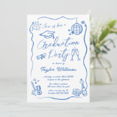 Invitation Main Tirée Quirky Whimsy Doodles Graduation Party (Debout devant)