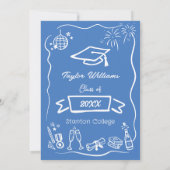 Invitation Main Tirée Quirky Whimsy Doodles Graduation Party (Dos)