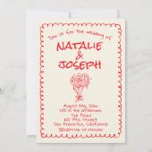 Invitation Main Tirée Rétro Funky Unique Quirky Mariage (Devant)