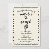 Invitation Main Tirée Rétro Funky Unique Quirky Mariage (Devant)