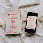 Invitation Main Tirée Rétro Funky Unique Quirky Mariage