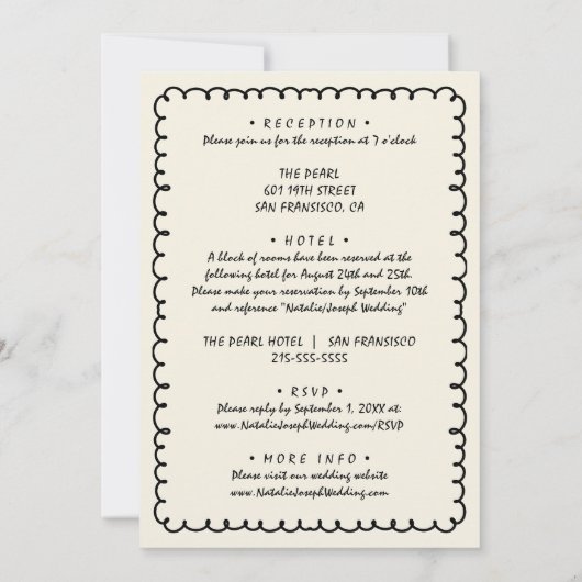 Invitation Main Tirée Rétro Unique Quirky Tout En Un Mariage (Dos)