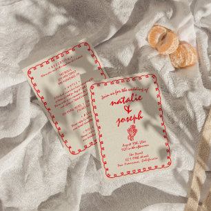 Invitation Main Tirée Rétro Unique Quirky Tout En Un Mariage