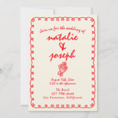 Invitation Main Tirée Rétro Unique Quirky Tout En Un Mariage (Devant)