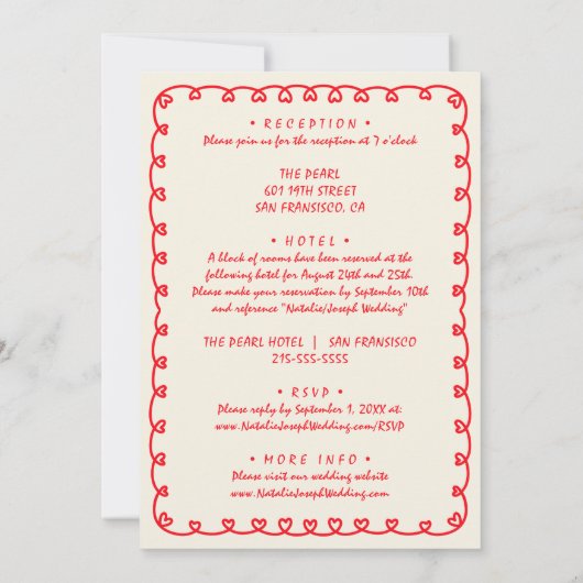 Invitation Main Tirée Rétro Unique Quirky Tout En Un Mariage (Dos)
