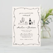 Invitation Main tirée Retro, Whimsical & Mariage chic (Debout devant)