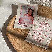 Invitation Main tirée rose Bow 21e fête d'anniversaire photo