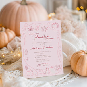 Invitation Main Tirée rose Petit Citrouille Baby Girl Douche