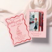 Invitation Main tirée rose rouge Vague les années 70 photo An