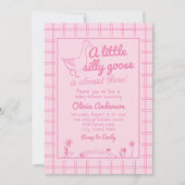 Invitation Main Tirée rose Silly Goose Baby Girl Douche (Devant)