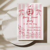 Invitation Main Tirée Rouge Un Baby shower Sucré Berry