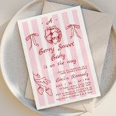 Invitation Main Tirée Rouge Un Baby shower Sucré Berry