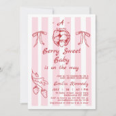 Invitation Main Tirée Rouge Un Baby shower Sucré Berry (Devant)