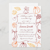 Invitation Main Tirée Un Petit Baby shower Whimsical Citrouil (Devant / Derrière)