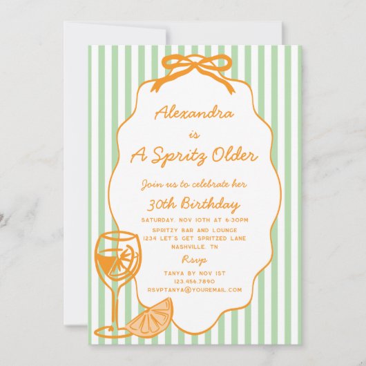 Invitation Main Tirée Un Spritz Ancien Aperol Spritz Annivers (Devant)