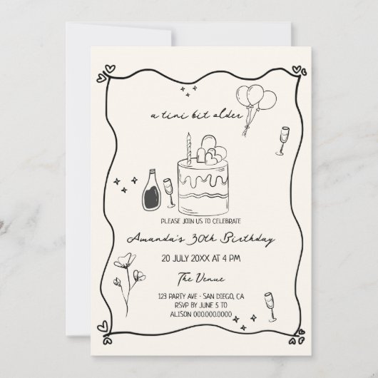 Invitation Main Tirée Un Tini Un Peu Plus Ancien Anniversaire (Devant)