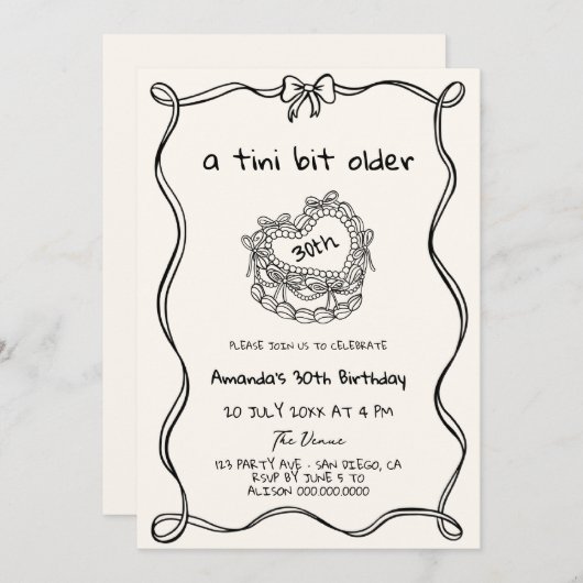Invitation Main Tirée Une Tini Un Peu Plus Ancienne Fête D'An (Devant / Derrière)
