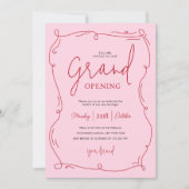 Invitation Main Tirée Unique Rose Grand Ouverture (Devant)