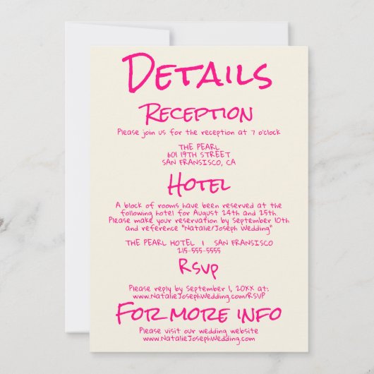 Invitation Main Tirée Vivid Rose Retro Mariage double face (Dos)