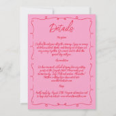 Invitation Main Tirée Whimsical Rose Et Rouge Mariage Funky (Dos)