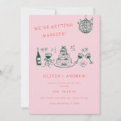 Invitation Main Tirée Whimsical Unique Quirky Mariage (Devant)