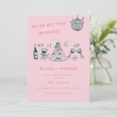 Invitation Main Tirée Whimsical Unique Quirky Mariage (Debout devant)