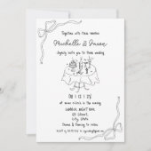 Invitation Main unique tirée Contemporain Rétro Français Amus (Devant)