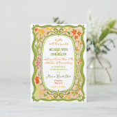 Invitation Main unique Whimsical Floral Bow Doodle tiré (Debout devant)