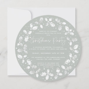 Invitation Main verte imprimée Holly+Berries fête de Noël