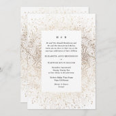 Invitation Main Whimsical Formelle tirée Mariage blanc et or (Devant / Derrière)