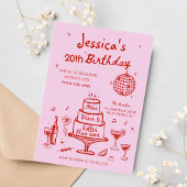Invitation Main Whimsical Rose Tirée Funky Birthday Party