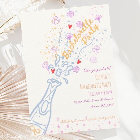 Invitation Main Whimsical tiré Floral Bachelorette Party
