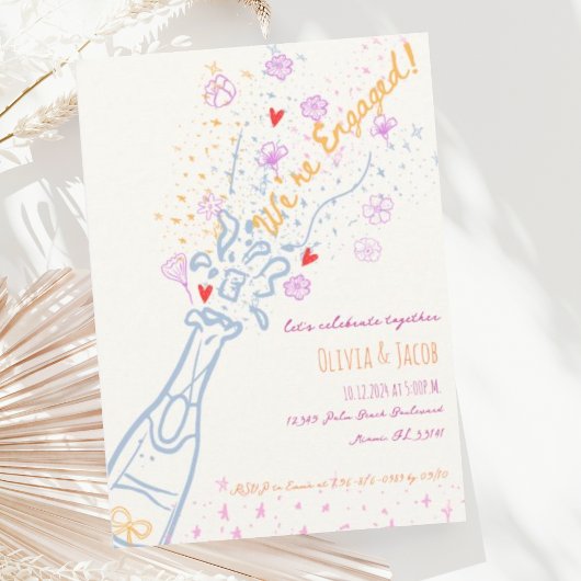 Invitation Main Whimsical tiré Floral Fun Engagement