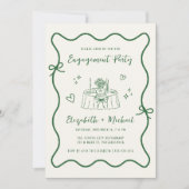 Invitation Main Whimsical tiré Green Cream Engagement Party (Devant)