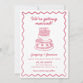 Invitation Main Whimsical tiré main rouge Mariage manuscrit (Devant)
