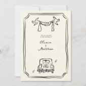 Invitation Main Whimsical tiré Mariage noir (Devant)