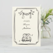 Invitation Main Whimsical tiré Mariage noir (Debout devant)