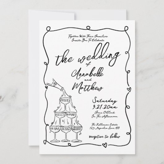Invitation Main Whimsical tiré Mariage Quirky (Devant)