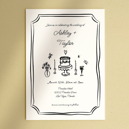 Invitation Main Whimsical tiré Mariage Quirky