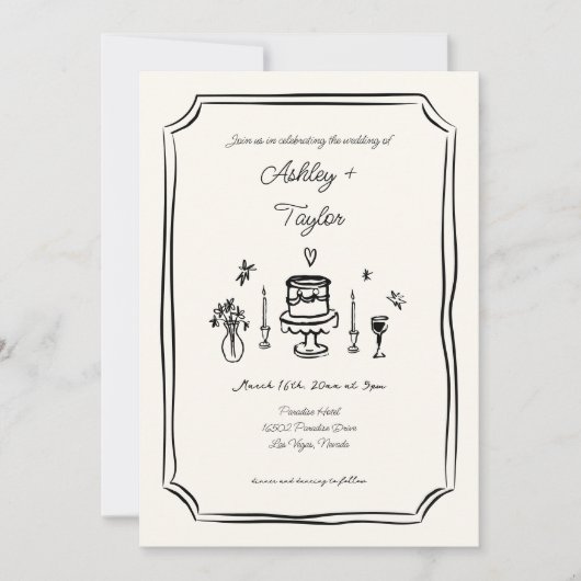 Invitation Main Whimsical tiré Mariage Quirky (Devant)