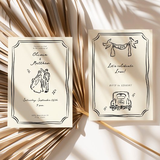 Invitation Main Whimsical tiré Mariage romantique