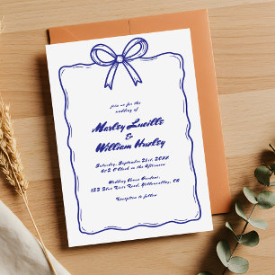 Invitation Main Whimsical tiré Quirky Blue Mariage