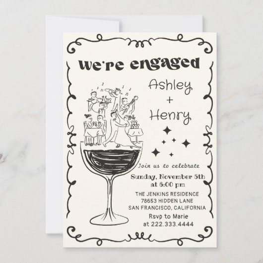 Invitation Main Whimsical tiré Quirky Engagement Party (Devant)