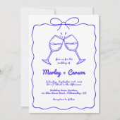 Invitation Main Whimsical tiré Quirky Royal Blue Mariage (Devant)