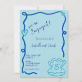 Invitation Main Whimsical tiré Quirky Wavy Engagement Party (Devant)